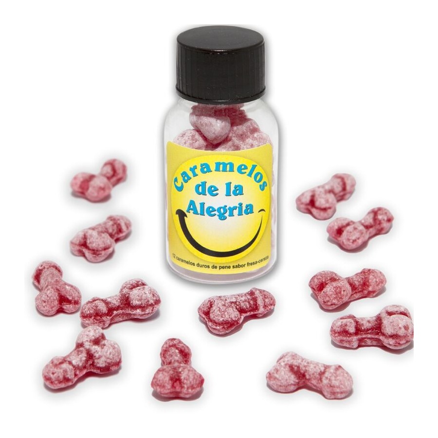 DIABLO PICANTE - 12 PENIS-SHAPED JOY CANDIES STRAWBERRY/CHERRY